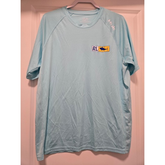 Huk Other - Huk Mens Restless Lady Charters Fishing Shirt Blue Graphic Tee Large Ocean City